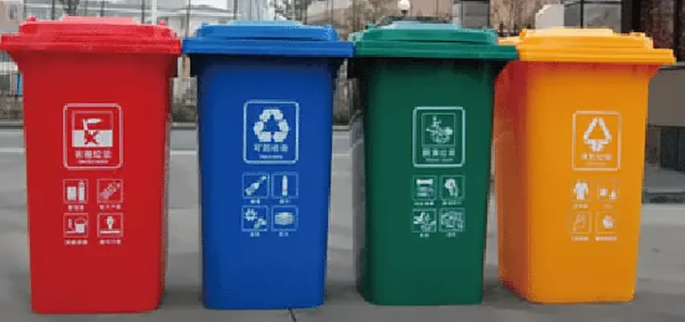 Colour-coded waste segregation bins